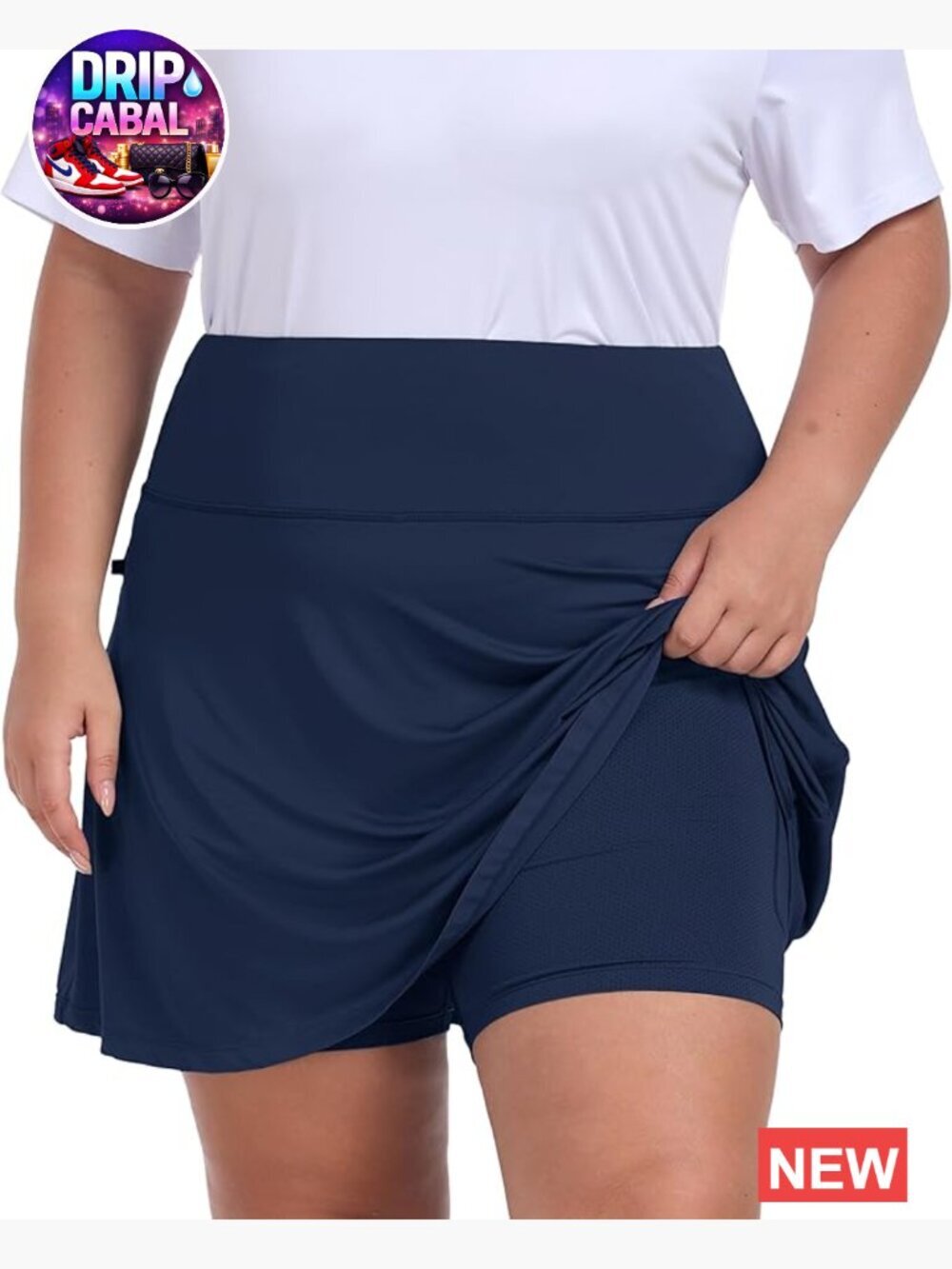 Plus Size Pleated Skort with Pockets and Built-in Shorts, High Waisted Athletic